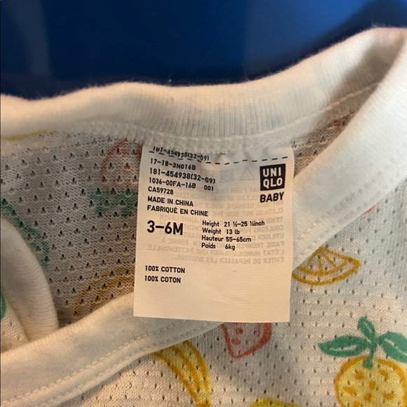 Uniqlo Kids Fruit Pattern Bodysuit - White, Yellow, Pink, Green - Picture 2 of 4